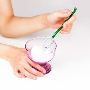 Icy, ambient lilac ice cream cup photography